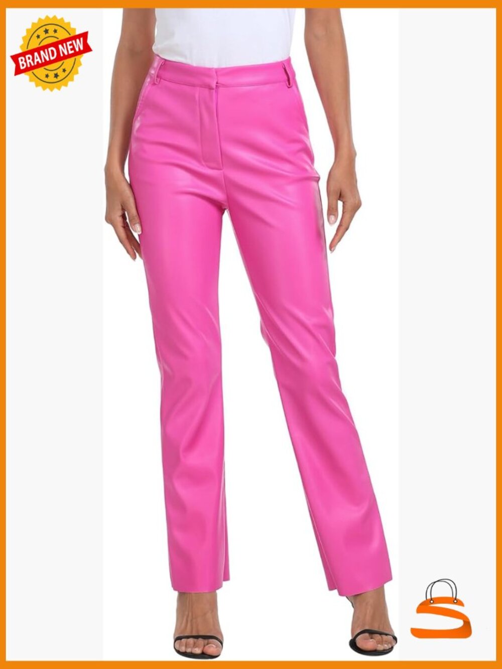 High Waisted Faux Leather Straight Leg Pants